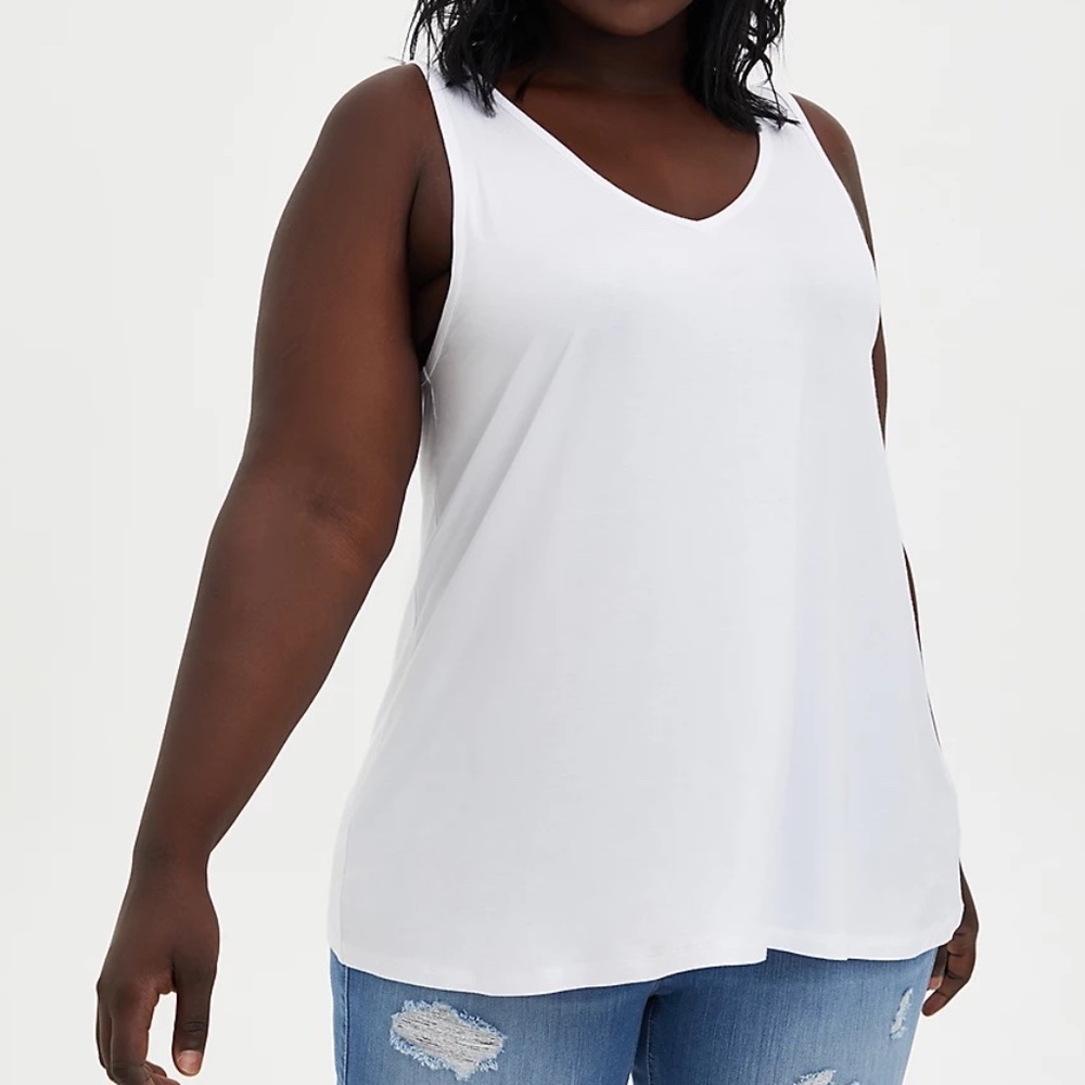 Torrid 4X 5X Tank Top White Swing V-Neck Super Soft Stretch Tee T-Shirt Plus NWT_2